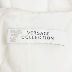Pre Owned Versace Collection White Crepe Chain Detail Mini Dress M
