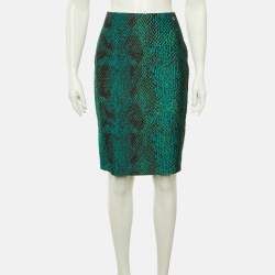 Pre Owned تنورة فيرساتشي كولكشن قماش مُحبحب أخضر صغيرة - ميديوم