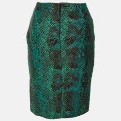 Pre Owned تنورة فيرساتشي كولكشن قماش مُحبحب أخضر صغيرة - ميديوم