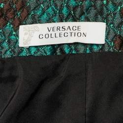 Pre Owned تنورة فيرساتشي كولكشن قماش مُحبحب أخضر صغيرة - ميديوم