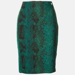 Pre Owned تنورة فيرساتشي كولكشن قماش مُحبحب أخضر صغيرة - ميديوم