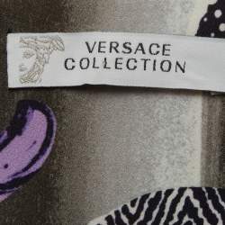 Pre Owned Versace Collection Multicolour Abstract Print Stretch Crepe Pencil Skirt M