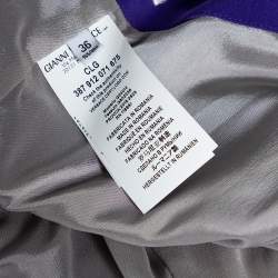 Versace Collection Purple Printed Zip Front Sleeveless Dress XS