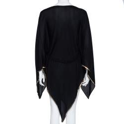 Versace Collection Black Silk Embellished Drawstring Waist Detail Kaftan Top M