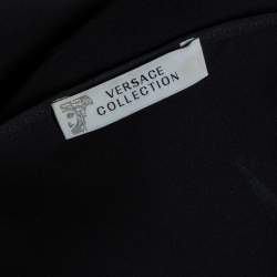 Versace Collection Black Silk Embellished Drawstring Waist Detail Kaftan Top M