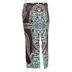 Versace Collection Brown Printed Knit Midi Fitted Skirt S