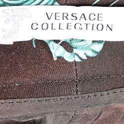 Versace Collection Brown Printed Knit Midi Fitted Skirt S