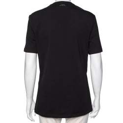 Pre Owned Versace Collection Black Cotton Half Medusa Embellished T-Shirt L