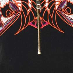 Pre Owned Versace Collection Black & Coral Baroque Print Jersey Fitted Dress S