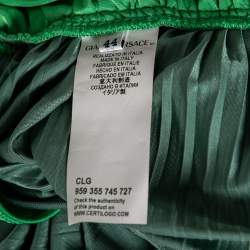 Pre Owned Versace Collection Green Paneled Knit Halter Neck Belted Maxi Dress M