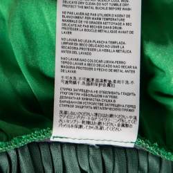 Pre Owned Versace Collection Green Paneled Knit Halter Neck Belted Maxi Dress M