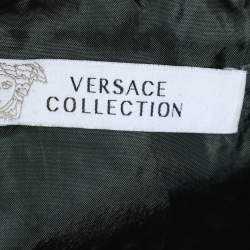 Versace Collection Black embossed Leather Zip Front Jacket M