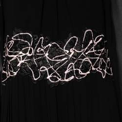 Versace Collection Black Crepe & Lace Detailed Pleated Maxi Dress XL