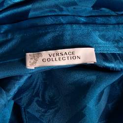 Versace Collection Blue Patterned Silk Button Front Shirt S