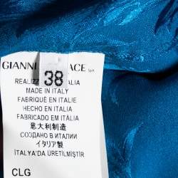 Versace Collection Blue Patterned Silk Button Front Shirt S