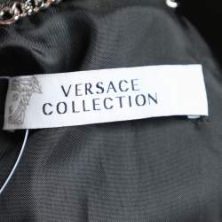 Versace Collection Black Patterned Leather Jacket M