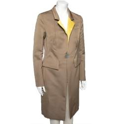 Pre Owned Versace Collection Beige Knit Medusa Embossed Hook Coat M