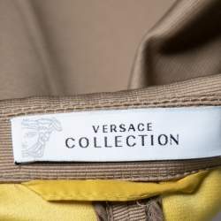 Pre Owned Versace Collection Beige Knit Medusa Embossed Hook Coat M