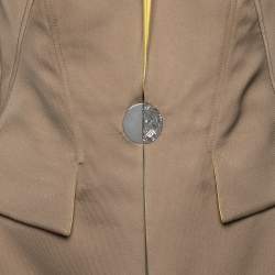 Pre Owned Versace Collection Beige Knit Medusa Embossed Hook Coat M