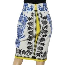 Versace Collection Multicolor Majolica Printed Crepe Pencil Skirt M
