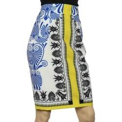 Versace Collection Multicolor Majolica Printed Crepe Pencil Skirt M