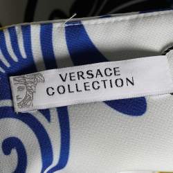 Versace Collection Multicolor Majolica Printed Crepe Pencil Skirt M