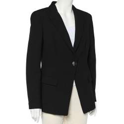 Versace Collection Black Crepe Button Front Blazer L