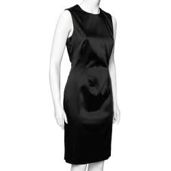 Versace Collection Black Satin Sleeveless Short Dress M