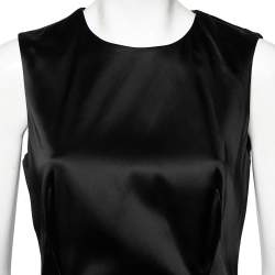 Versace Collection Black Satin Sleeveless Short Dress M