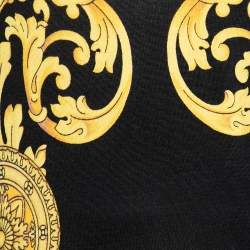 Versace Collection Black and Gold Cage Baroque Print Knit Long Sleeve V Neck Top L
