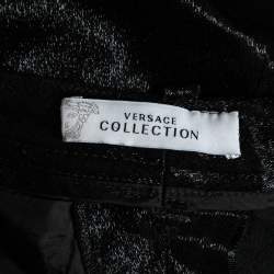 Versace Collection Black Textured Wool Pants S