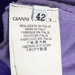 Pre Owned Versace Collection Purple Wool & Knit Paneled Button Front Cardigan M