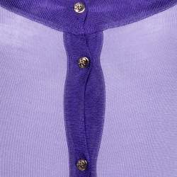 Pre Owned Versace Collection Purple Wool & Knit Paneled Button Front Cardigan M