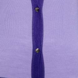 Pre Owned Versace Collection Purple Wool & Knit Paneled Button Front Cardigan M