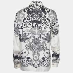 Versace Collection Off-White Printed Silk Long Sleeve Shirt L