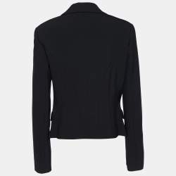 Pre Owned Versace Collection Black Knit Overlay Detailed Blazer L