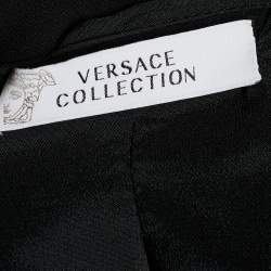 Pre Owned Versace Collection Black Knit Overlay Detailed Blazer L
