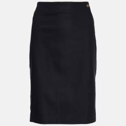 Versace Collection Black Cotton Knit Pencil Skirt L