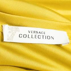 Versace Collection Yellow Jersey Ruched Waist Detail Dress M