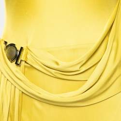 Versace Collection Yellow Jersey Ruched Waist Detail Dress M