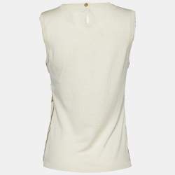 Versace Collection Gold & Cream Baroque Print Silk Sweater Vest S