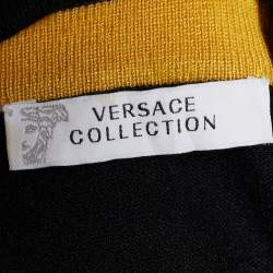 Versace Collection Black Rib Knit Button Front Cardigan L