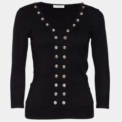 Versace Collection Black Knit Crystal Embellished Jumper  M