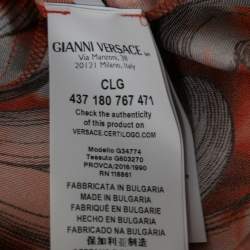 Versace Collection Orange Baroque Print Silk Long Sleeve Shirt M