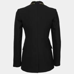 Versace Collection Black Crepe Zip Detail Blazer XS