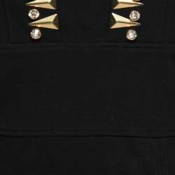 Pre Owned Versace Collection Black Stretch Knit Stud Embellished Midi Dress L