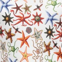 Pre Owned Versace Collection White Marine Print Jersey V-Neck Top L