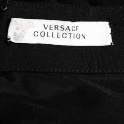 Versace Collection Black Crepe Asymmetric Neckline Mini Dress S