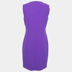 Versace Collection Purple Crepe Sleeveless Midi Dress L   