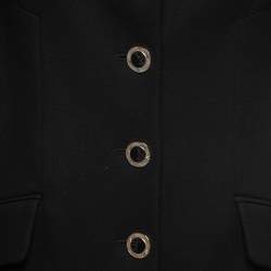Versace Collection Vintage Black Wool Crepe Single-Breasted Coat M
